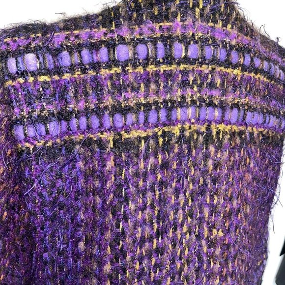 Fiberworks Womens Jacket Size Medium Purple Vintage Handwoven Buttons Pockets - Picture 11 of 16